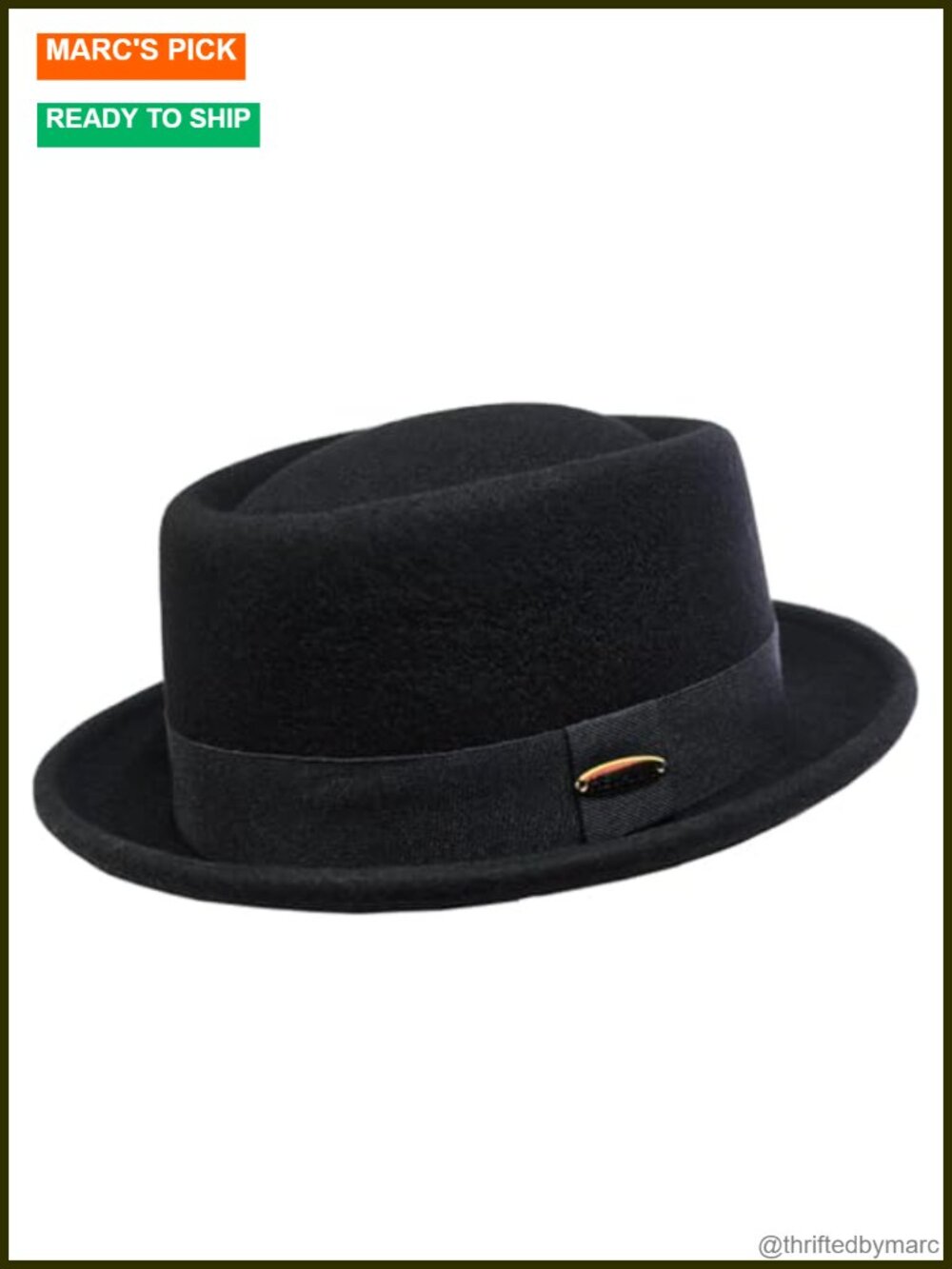 100% Wool Pork Pie Hat - Vintage Fedora Short Brim Unisex